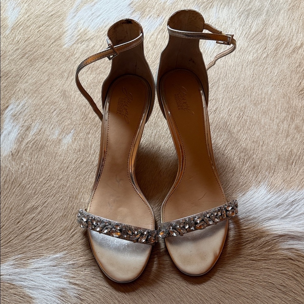 Jewel Badgley Mischka Silver Heels with Jewels